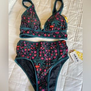 NWT Roller Rabbit Rhône High Waist Bottoms and Wide Strap Bralette. Size XS